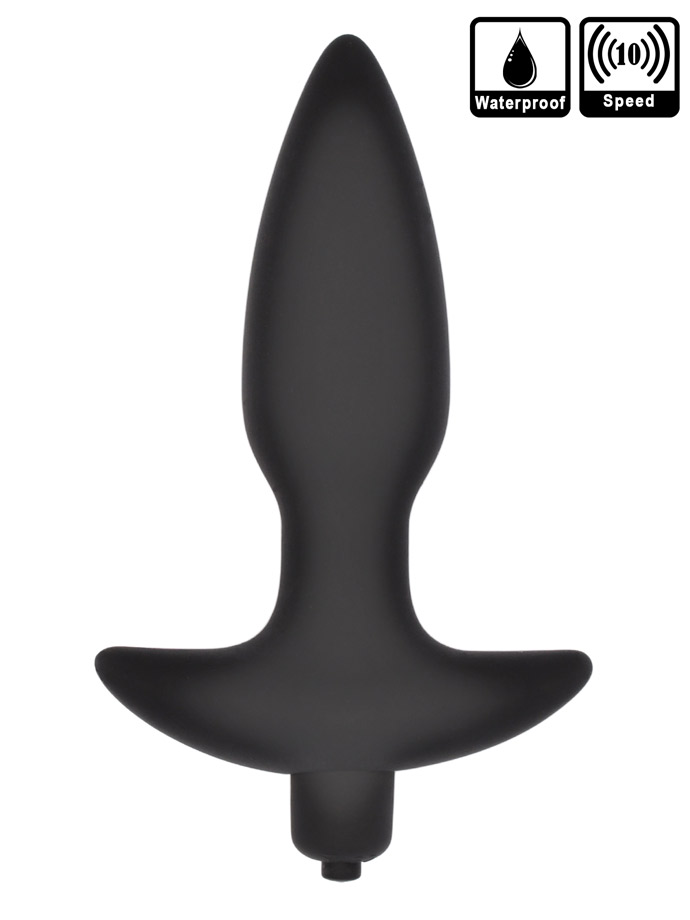 Silicone Vibrating Butt Plug - Black