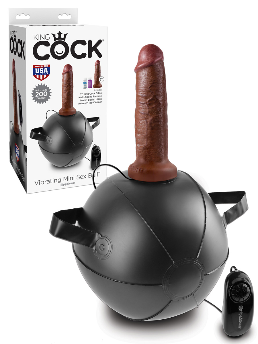 King Cock - Vibrating Mini Sex Ball with 7 inch Dildo Brown