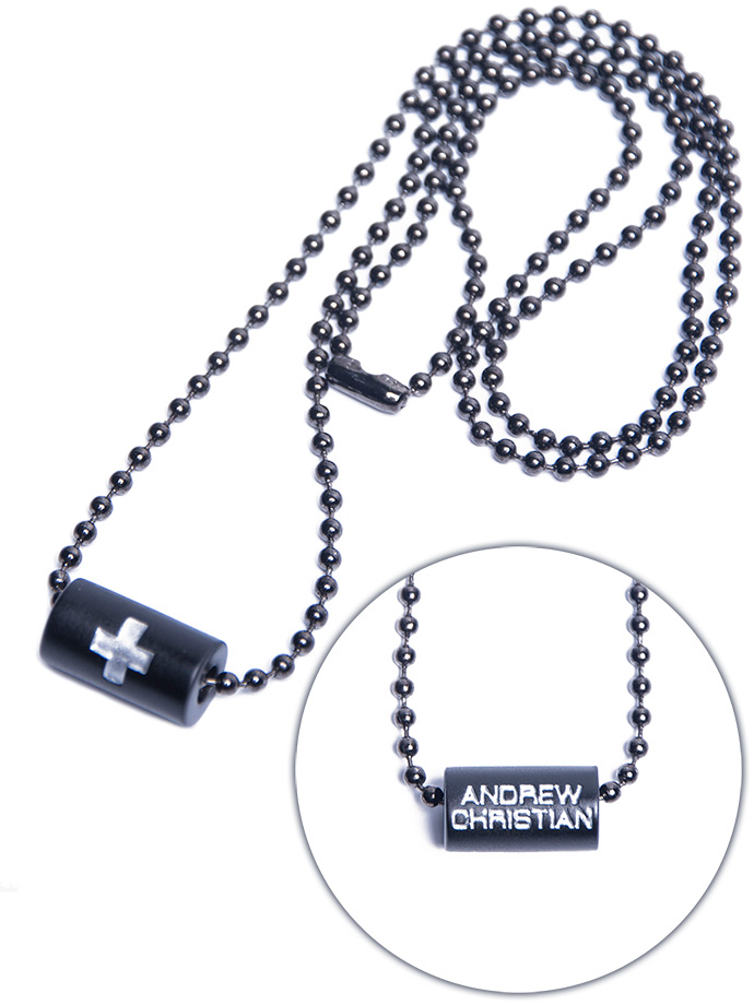 Andrew Christian - Black Cross Barrel Necklace