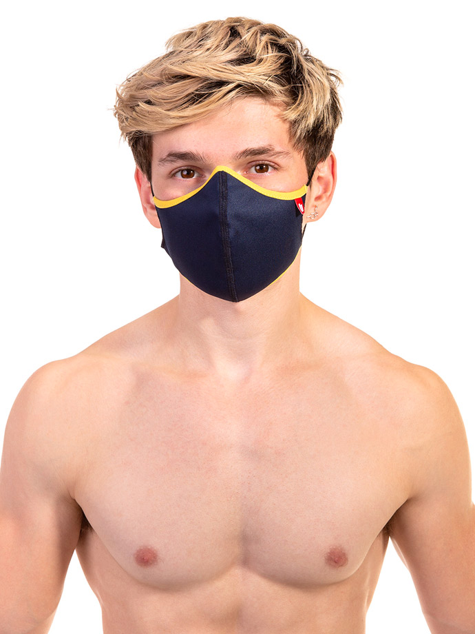 Face Mask Fabric with Filter - Navy/Yellow