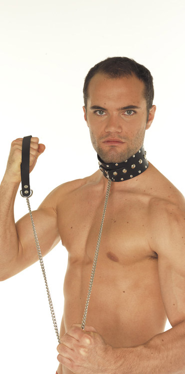 Collar with Studs and Dog Chain