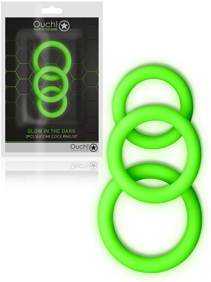 OUCH! Glow in the Dark - 3 pcs Cock Ring Set