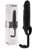 Penis Sleeve with Extension and Plug Black - SONO No.19